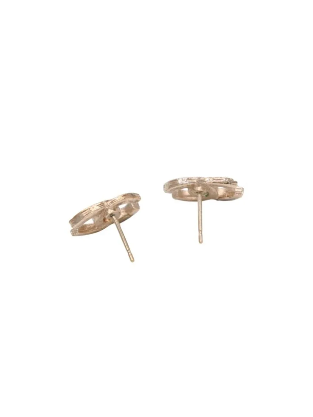 Chanel Earrings CC Logo Rhinestone Red Gold